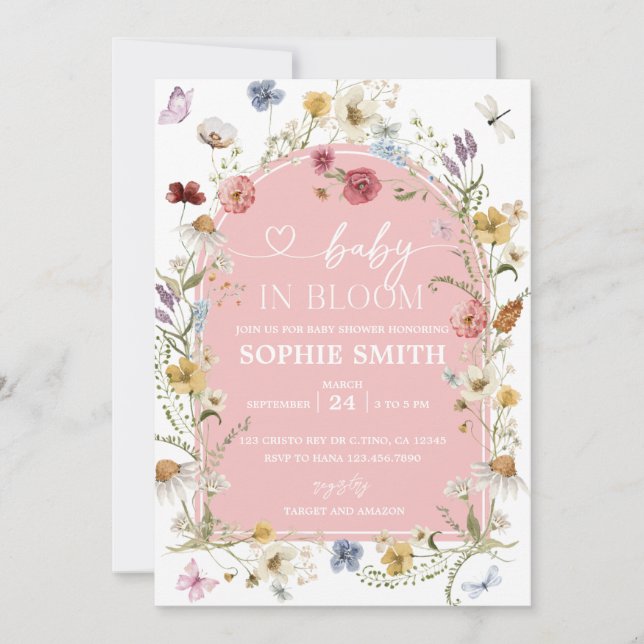 Pastel Baby in Bloom Wildflower Baby Shower  Invitation (Front)