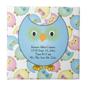 Pastel Baby Owl Nursery Theme in Blue Tile