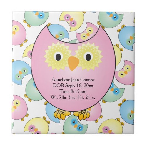 Pastel Baby Owl Nursery Theme in Pink Tile