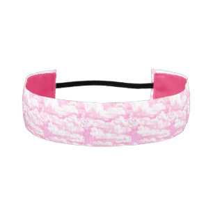 Pastel Baby Pink Happy Clouds Decor Athletic Headband