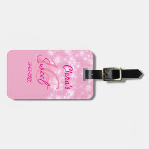 Pastel baby pink sweet 16 birthday add name da luggage tag