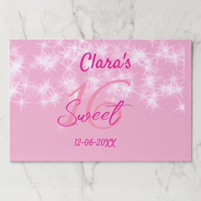 Pastel baby pink sweet 16 birthday add name da paper pad (Front)