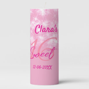 Pastel baby pink sweet 16 birthday add name da pillar candle