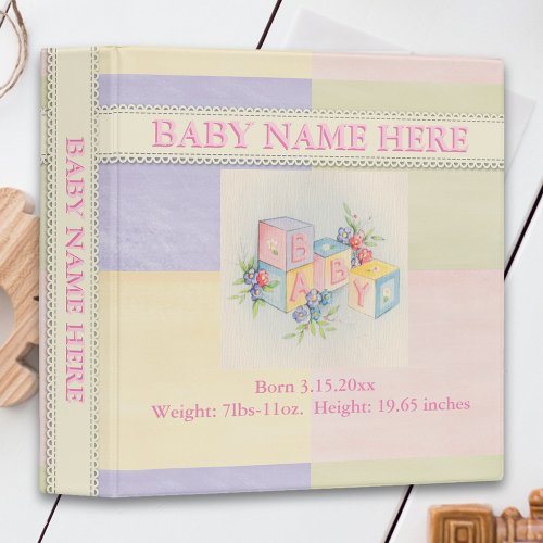 Pastel Baby Scrapbook Vintage Album•Custom Binder