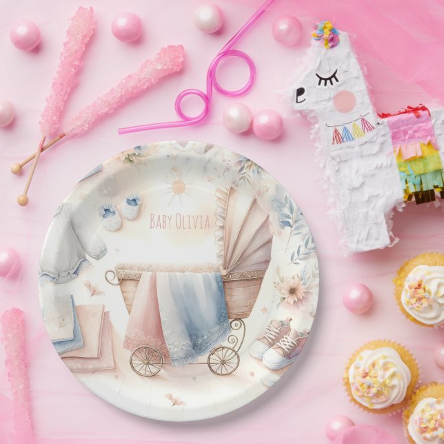 Pastel Baby Shower  Paper Plates (Party)