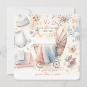 Pastel Baby Shower Save The Date Invitation