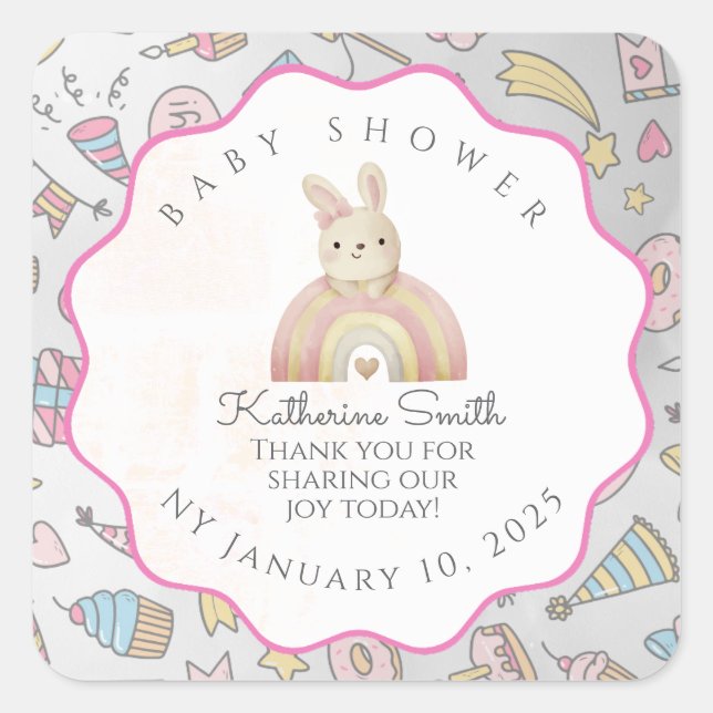  Pastel Baby Stickers: Adorable Icons, Editable Square Sticker (Front)