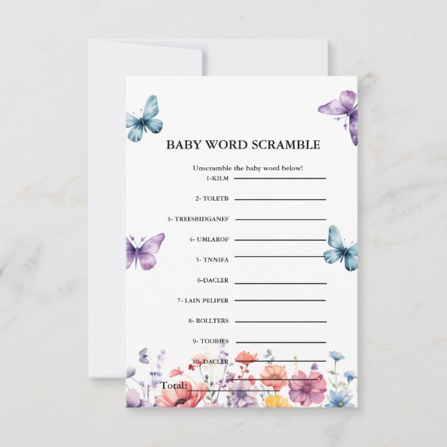 Pastel Baby word scramble baby shower game (Front)