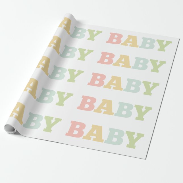 Pastel baby wrapping paper, baby shower wrapping paper (Unrolled)