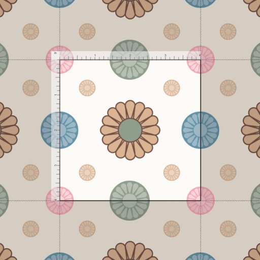 Pastel Babylonian Inspired Floral Pattern Fabric