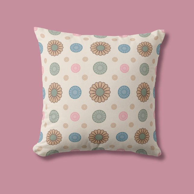 Pastel Babylonian Inspired Floral Pattern Throw Pillow (Creator Uploaded)