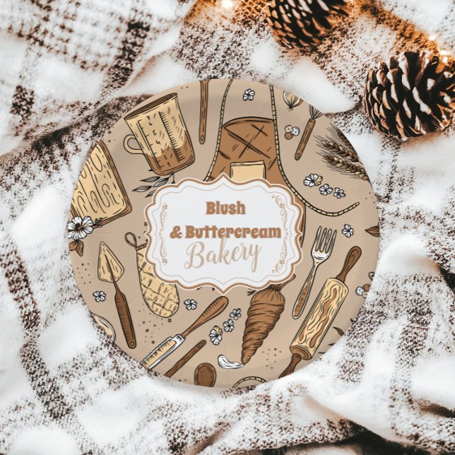 Pastel Bakery Branding Paper Plates (Creator Uploaded)