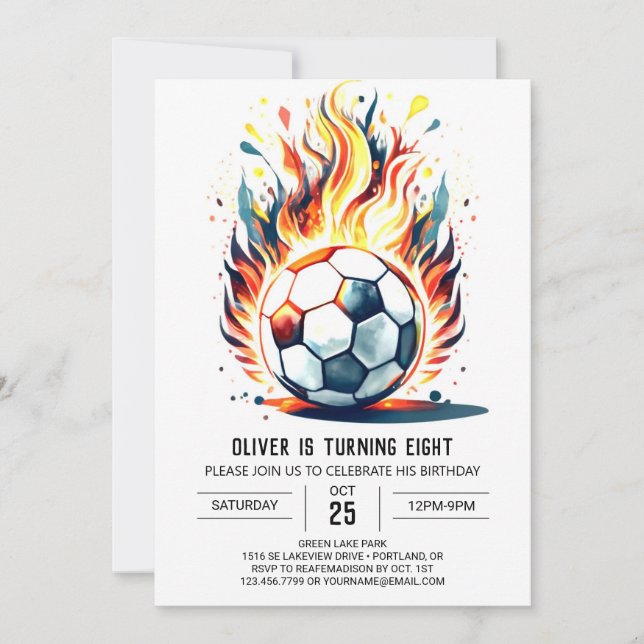Pastel Ball Editable Soccer Birthday Invitation (Front)