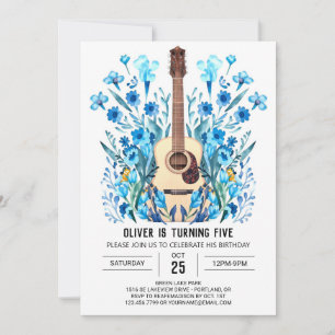 Pastel Ballad Guitar Boy Birthday Invitation