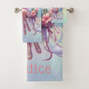 Pastel Ballerina Fairy Princess Girls  Bath Towel Set