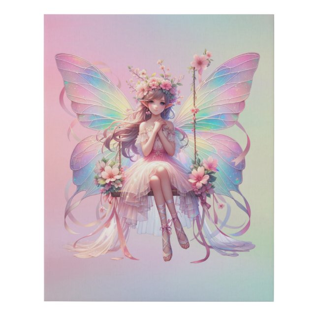 Pastel Ballerina Fairy Princess Girls  Faux Canvas Print (Front)