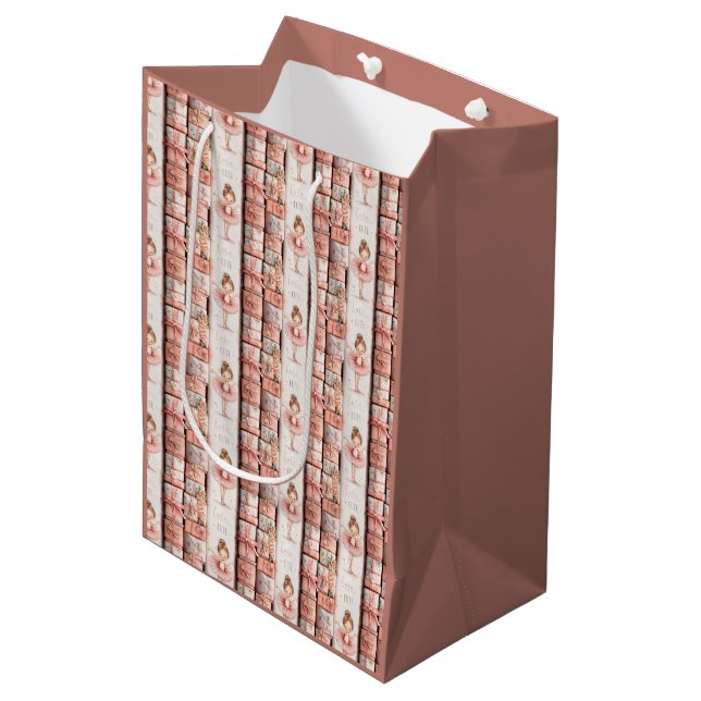 Pastel Ballet Theme with Ribbons and Tutus Medium Gift Bag (Front Angled)