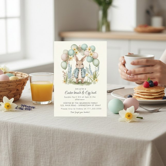 Pastel Balloon Bunny Spring Easter Invitation (Creator Uploaded)
