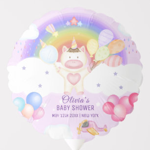 Pastel Balloon Unicorn Rainbow Baby Shower