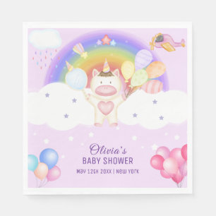 Pastel Balloon Unicorn Rainbow Baby Shower Napkins