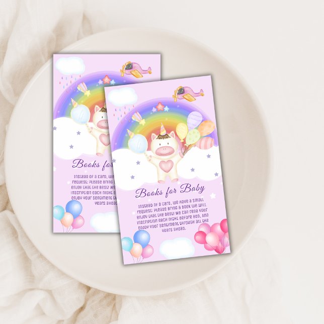 Pastel Balloon Unicorn Rainbow Books Baby Shower Enclosure Card (Pastel Balloon Unicorn Rainbow Books Baby Shower Enclosure Card)
