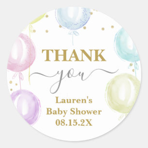 Pastel Balloons Baby Shower Round Sticker
