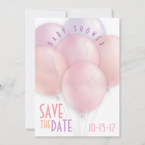 Pastel Balloons Baby Shower Save the Date