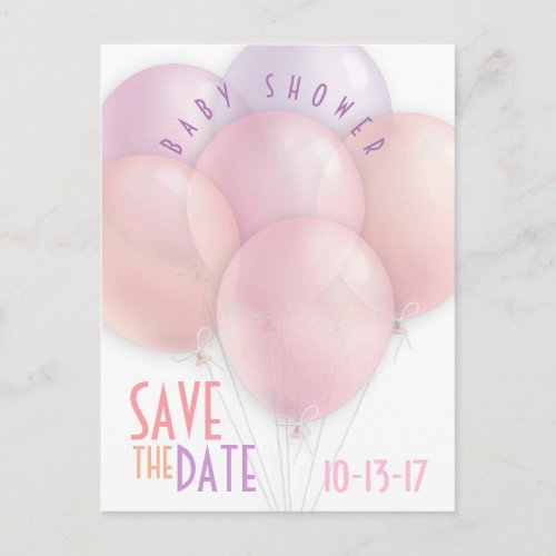 Pastel Balloons Baby Shower Save the Date Announcement Postcard