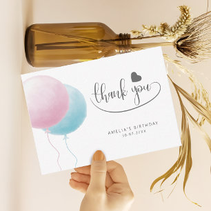 Pastel Balloons Birthday Budget Thank You Note Card