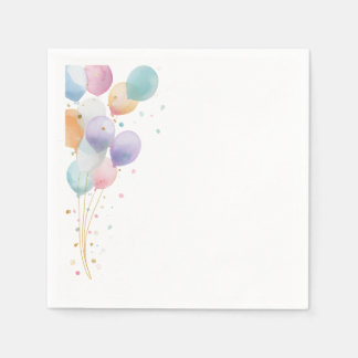 Pastel Balloons Birthday Party Invitation Napkins