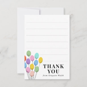 Pastel Balloons Birthday Thank You Note