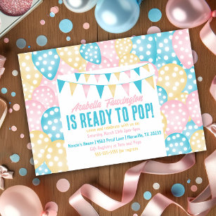 Pastel Balloons Ready to Pop Baby Shower Invitation