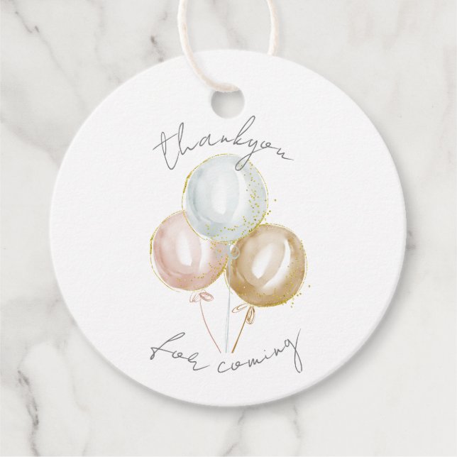 Pastel Balloons Thankyou Favor Tags (Front)