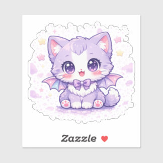 Pastel Bat Kitty Kawaii Lavender Winged Cat Sticker