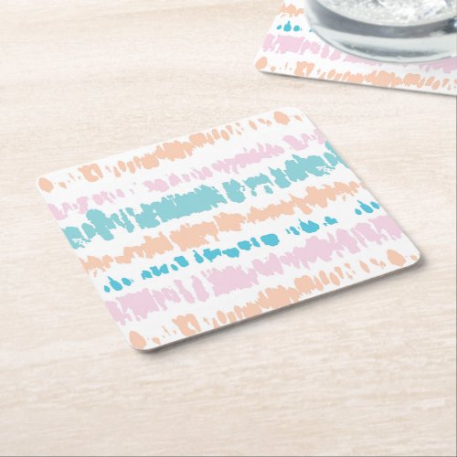 Pastel Batik Pattern Square Paper Coaster