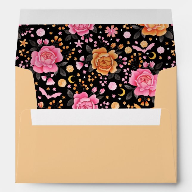 Pastel Bats and Florals Happy Halloween Envelope (Back (Bottom))