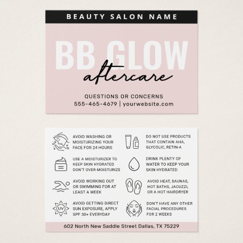 Pastel BB Glow Facial After Care Instruction Card
