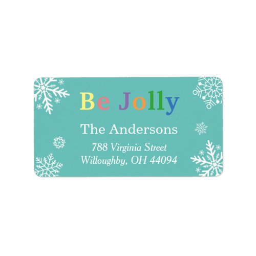 Pastel Be Jolly Snowflakes Holiday Greetings Label