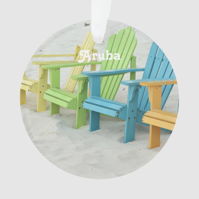 Pastel Beach Chairs in Aruba Ornament (Front)