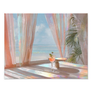 Pastel Beach Cocktail Dreamy Ocean View Photo Print