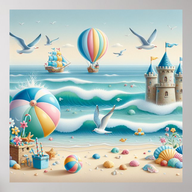 Pastel Beach Nursery Poster (Front)