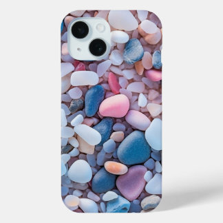 Pastel Beach Pebbles Colorful Aesthetic iPhone 15 Case