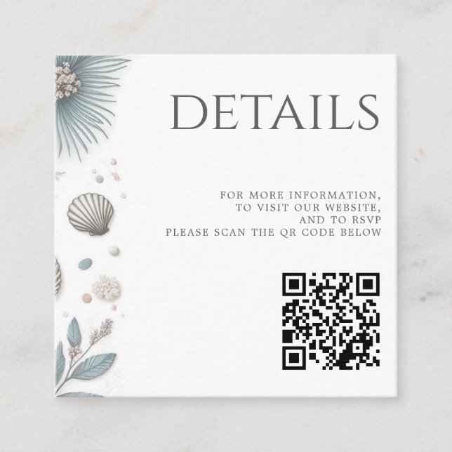 Pastel Beach QR Code Enclosure Card (Front)