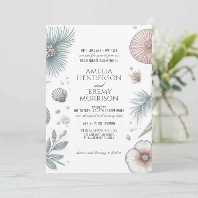 Pastel Beach Wedding Invitation (Standing Front)