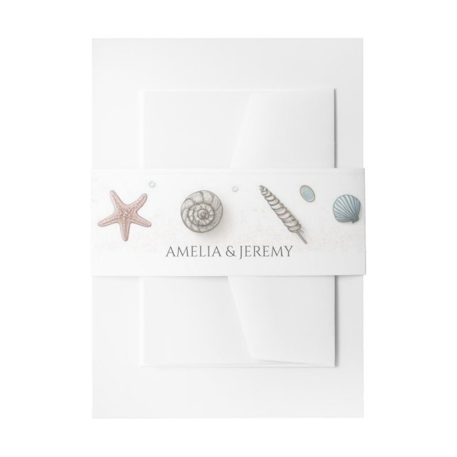 Pastel Beach Wedding Invitation Belly Band (Front Example)