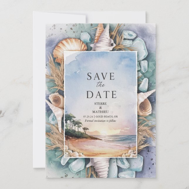 Pastel Beach Wedding Save The Date (Front)