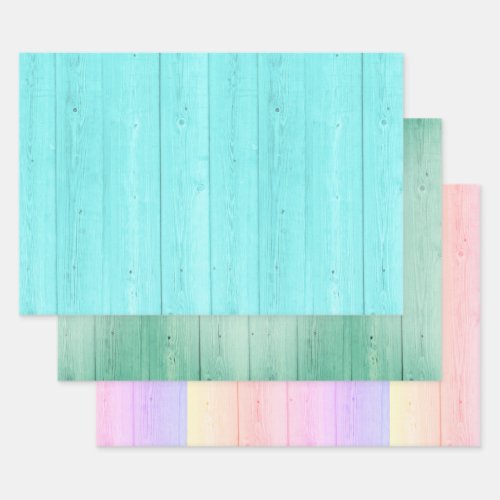 Pastel beach wood panel Wrapping Paper Sheets