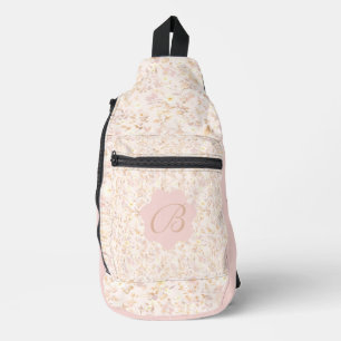 Pastel Beige And Purple Floral Sling Bag