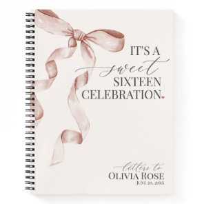 Pastel Beige Bow Sweet 16 Letters to Birthday Girl Notebook