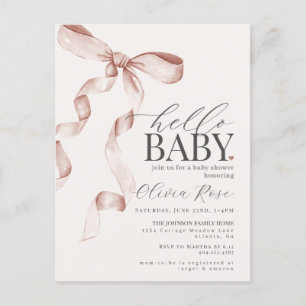 Pastel Beige Coquette Bow Girl Baby Shower Invite